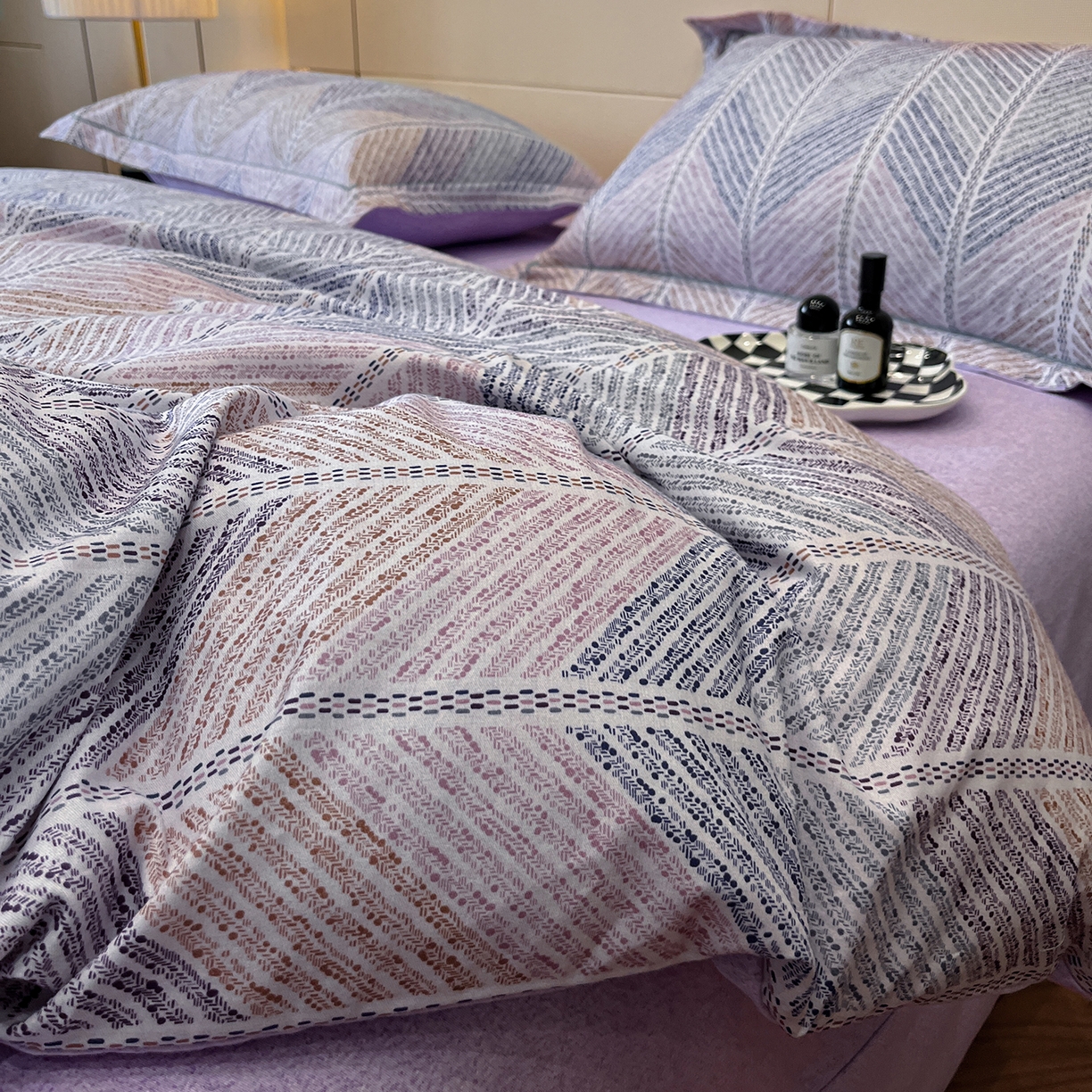 91家纺网 家纺一手货源 找家纺 简如 2025新款100%全棉纯棉磨毛四件套（有买家秀） 曼迪尼-紫