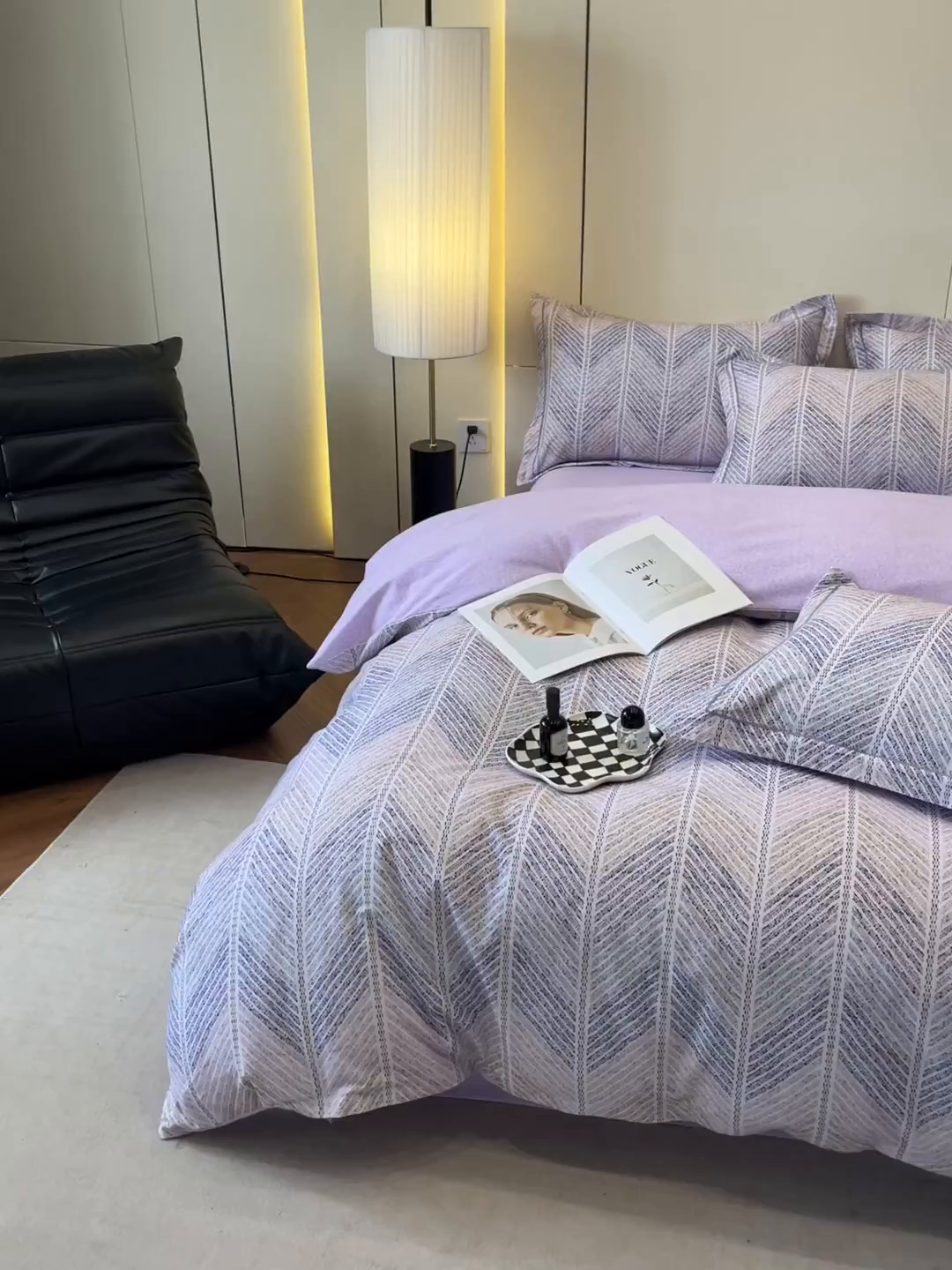 91家纺网 家纺一手货源 找家纺 简如 2025新款100%全棉纯棉磨毛四件套（有买家秀） 曼迪尼-紫