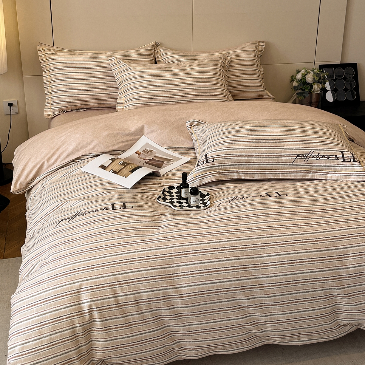 91家纺网 家纺一手货源 找家纺 简如 2025新款100%全棉纯棉磨毛四件套（有买家秀） 佩洛西-棕