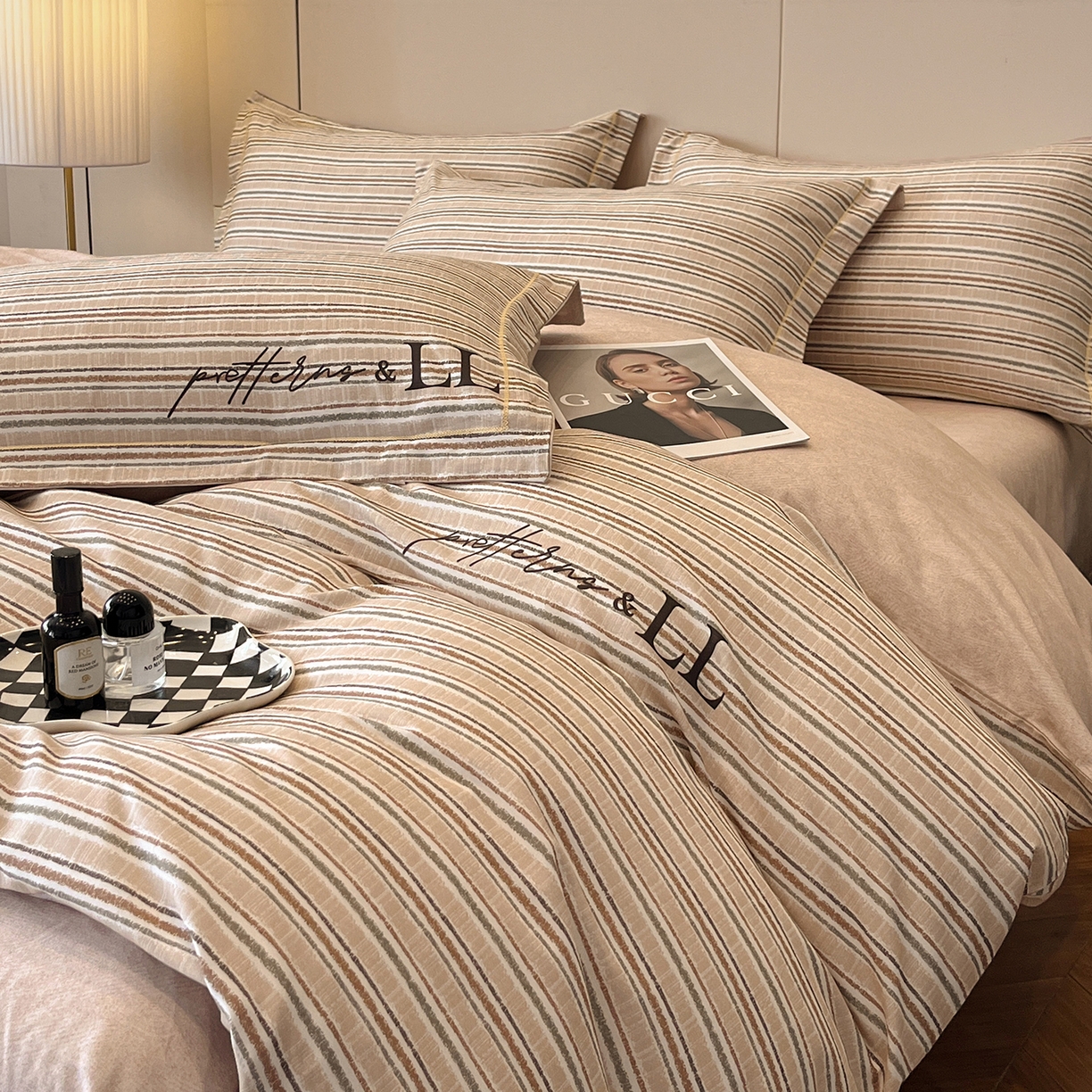 91家纺网 家纺一手货源 找家纺 简如 2025新款100%全棉纯棉磨毛四件套（有买家秀） 佩洛西-棕