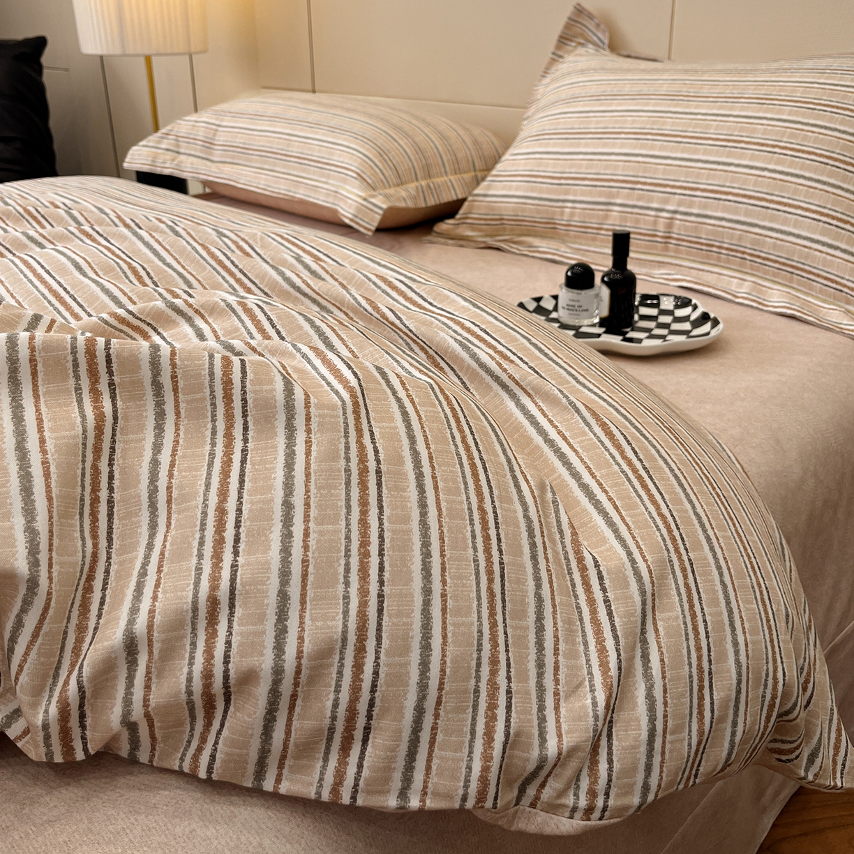 91家纺网 家纺一手货源 找家纺 简如 2025新款100%全棉纯棉磨毛四件套（有买家秀） 佩洛西-棕