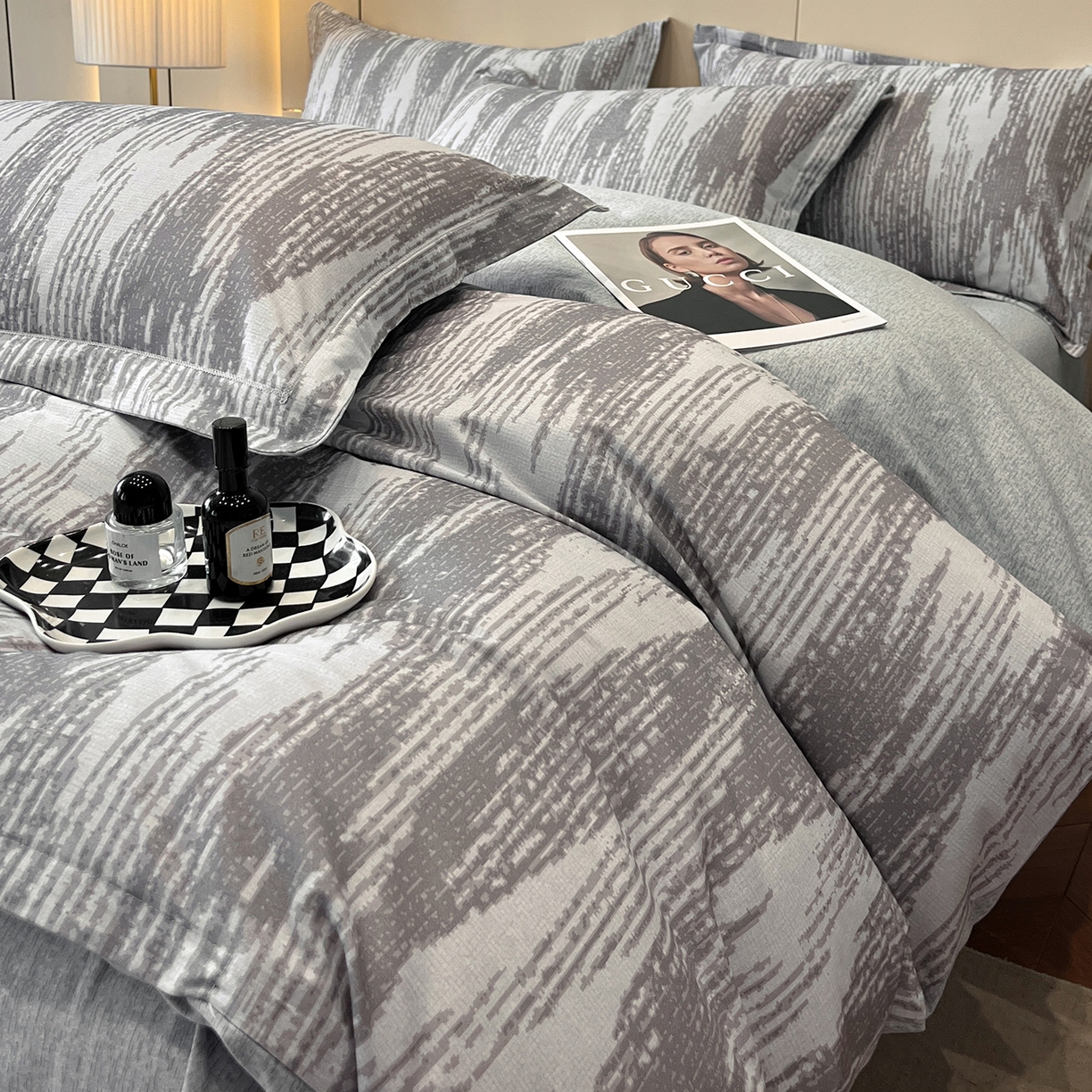 91家纺网 家纺一手货源 找家纺 简如 2025新款100%全棉纯棉磨毛四件套（有买家秀） 星际-灰