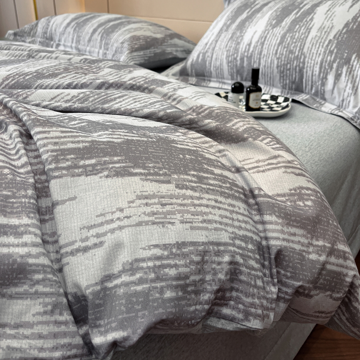 91家纺网 家纺一手货源 找家纺 简如 2025新款100%全棉纯棉磨毛四件套（有买家秀） 星际-灰