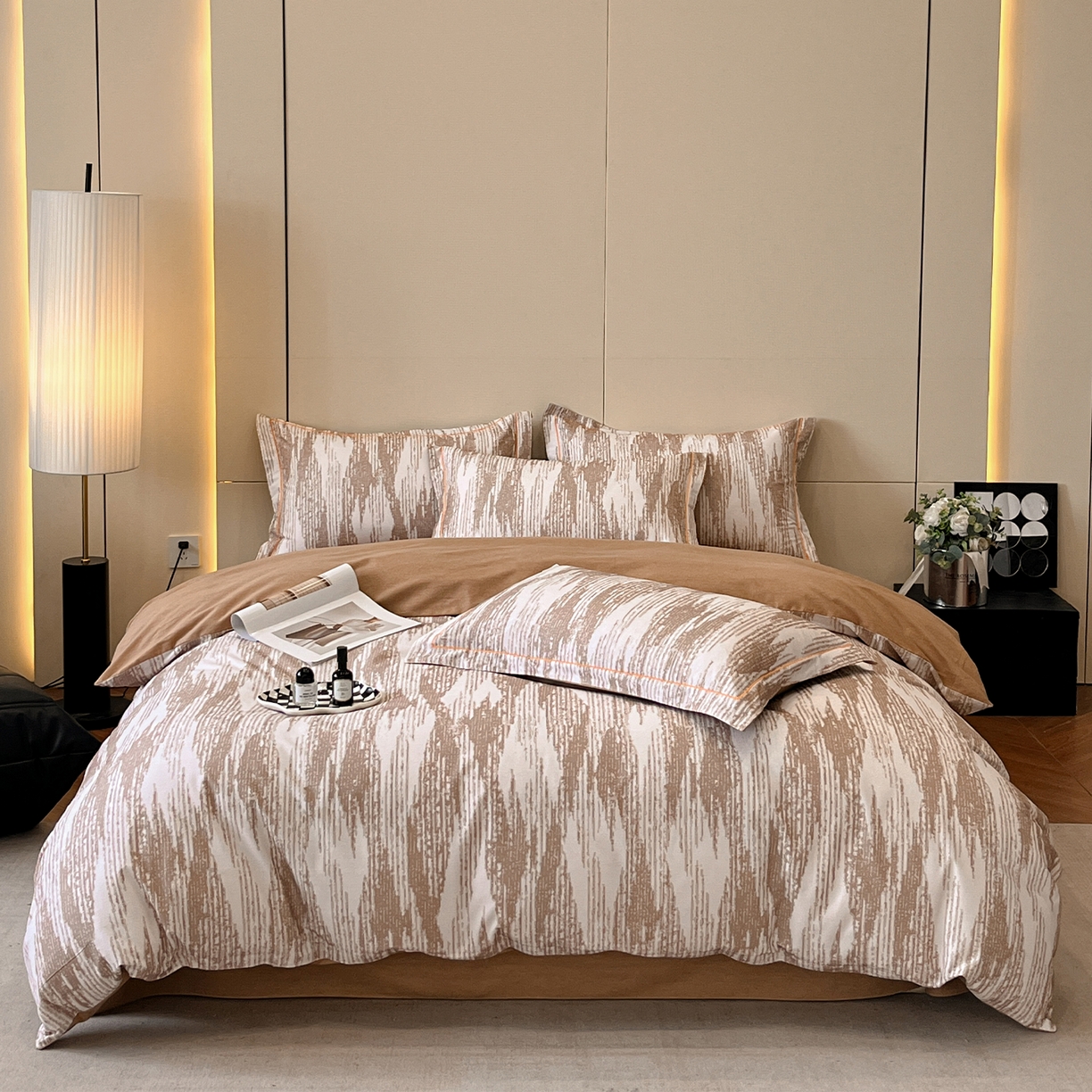 91家纺网 家纺一手货源 找家纺 简如 2025新款100%全棉纯棉磨毛四件套（有买家秀） 星际-咖