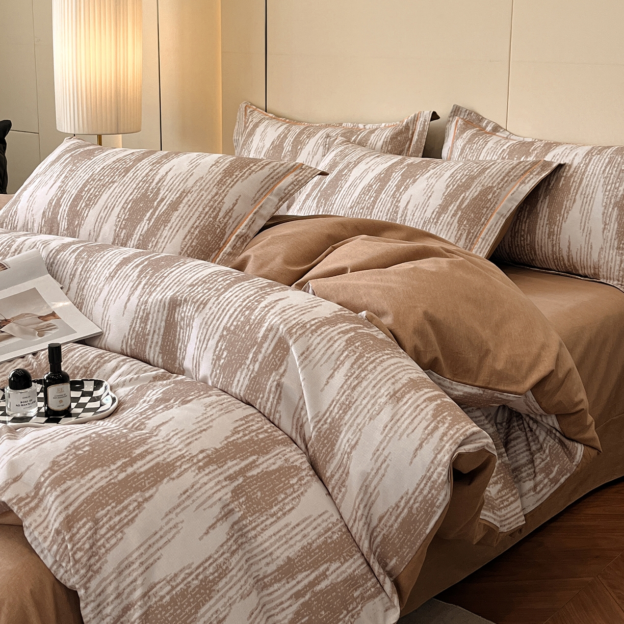 91家纺网 家纺一手货源 找家纺 简如 2025新款100%全棉纯棉磨毛四件套（有买家秀） 星际-咖