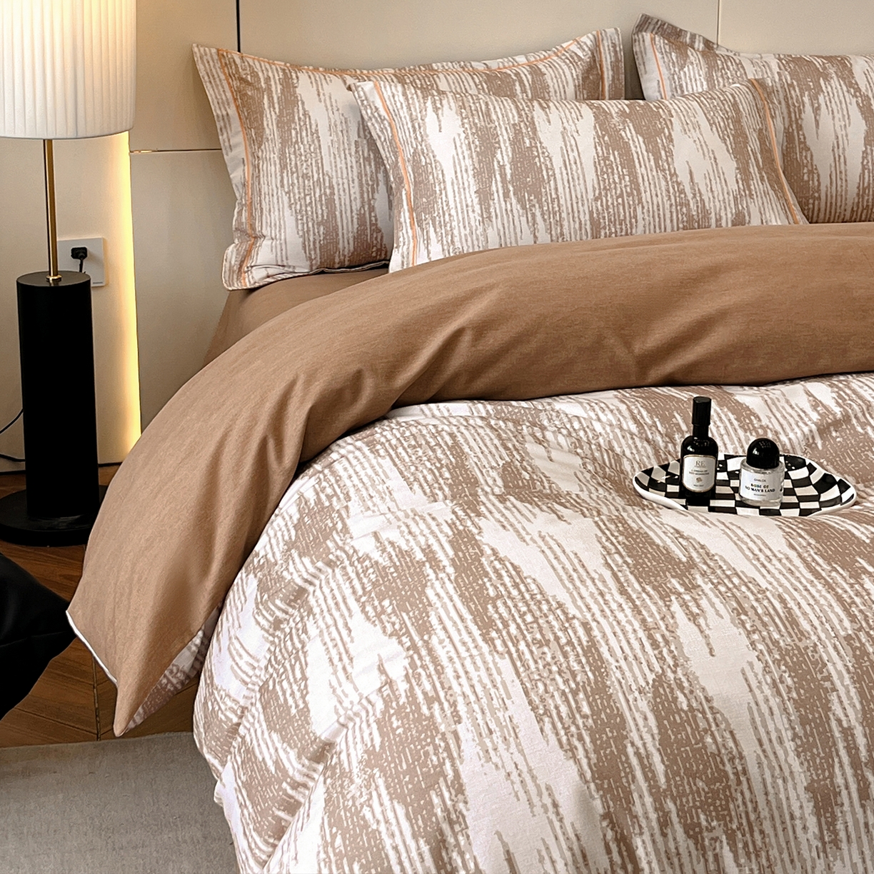 91家纺网 家纺一手货源 找家纺 简如 2025新款100%全棉纯棉磨毛四件套（有买家秀） 星际-咖