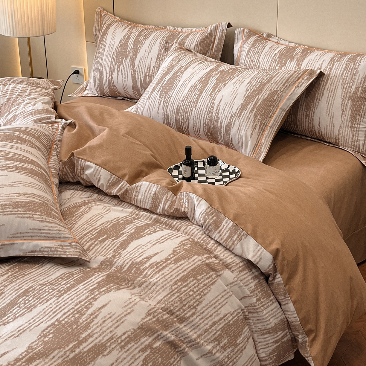 91家纺网 家纺一手货源 找家纺 简如 2025新款100%全棉纯棉磨毛四件套（有买家秀） 星际-咖