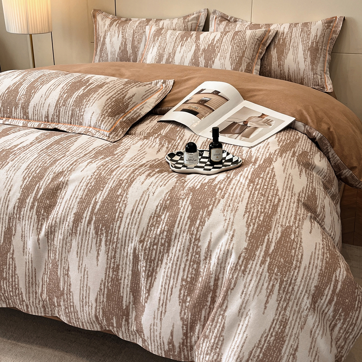 91家纺网 家纺一手货源 找家纺 简如 2025新款100%全棉纯棉磨毛四件套（有买家秀） 星际-咖