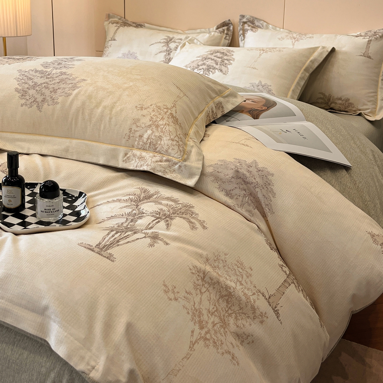 91家纺网 家纺一手货源 找家纺 简如 2025新款100%全棉纯棉磨毛四件套（有买家秀） 椰树-棕