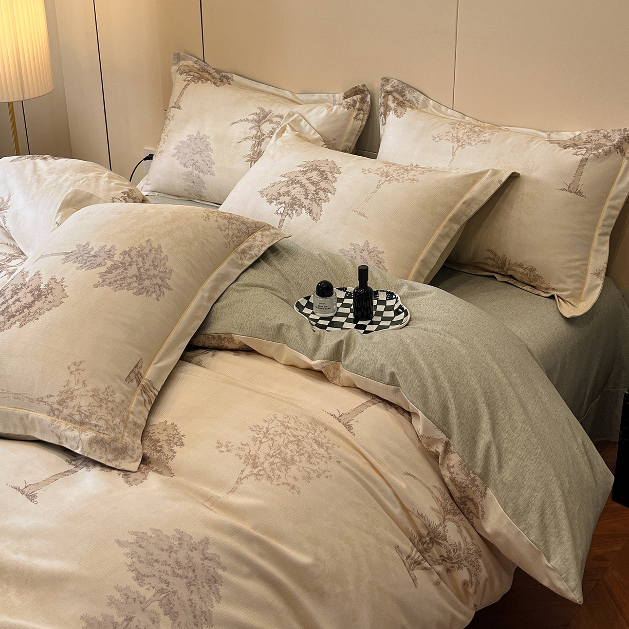 91家纺网 家纺一手货源 找家纺 简如 2025新款100%全棉纯棉磨毛四件套（有买家秀） 椰树-棕