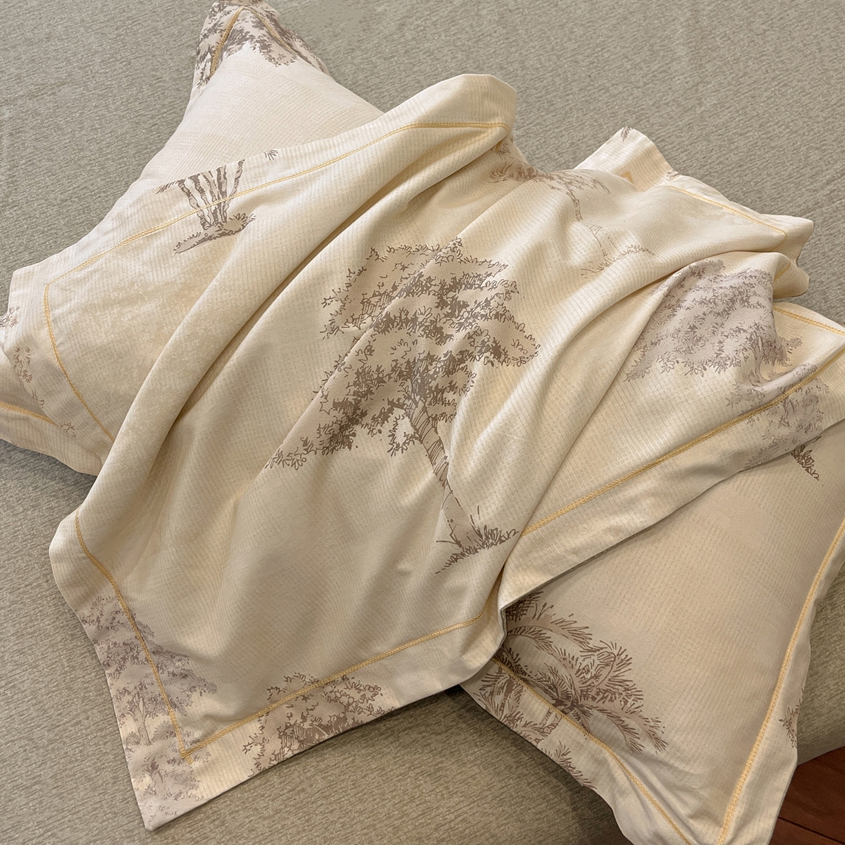 91家纺网 家纺一手货源 找家纺 简如 2025新款100%全棉纯棉磨毛四件套（有买家秀） 椰树-棕