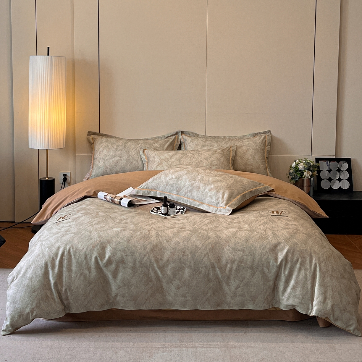 91家纺网 家纺一手货源 找家纺 简如 2025新款100%全棉纯棉磨毛四件套（有买家秀） 兹洛-桔