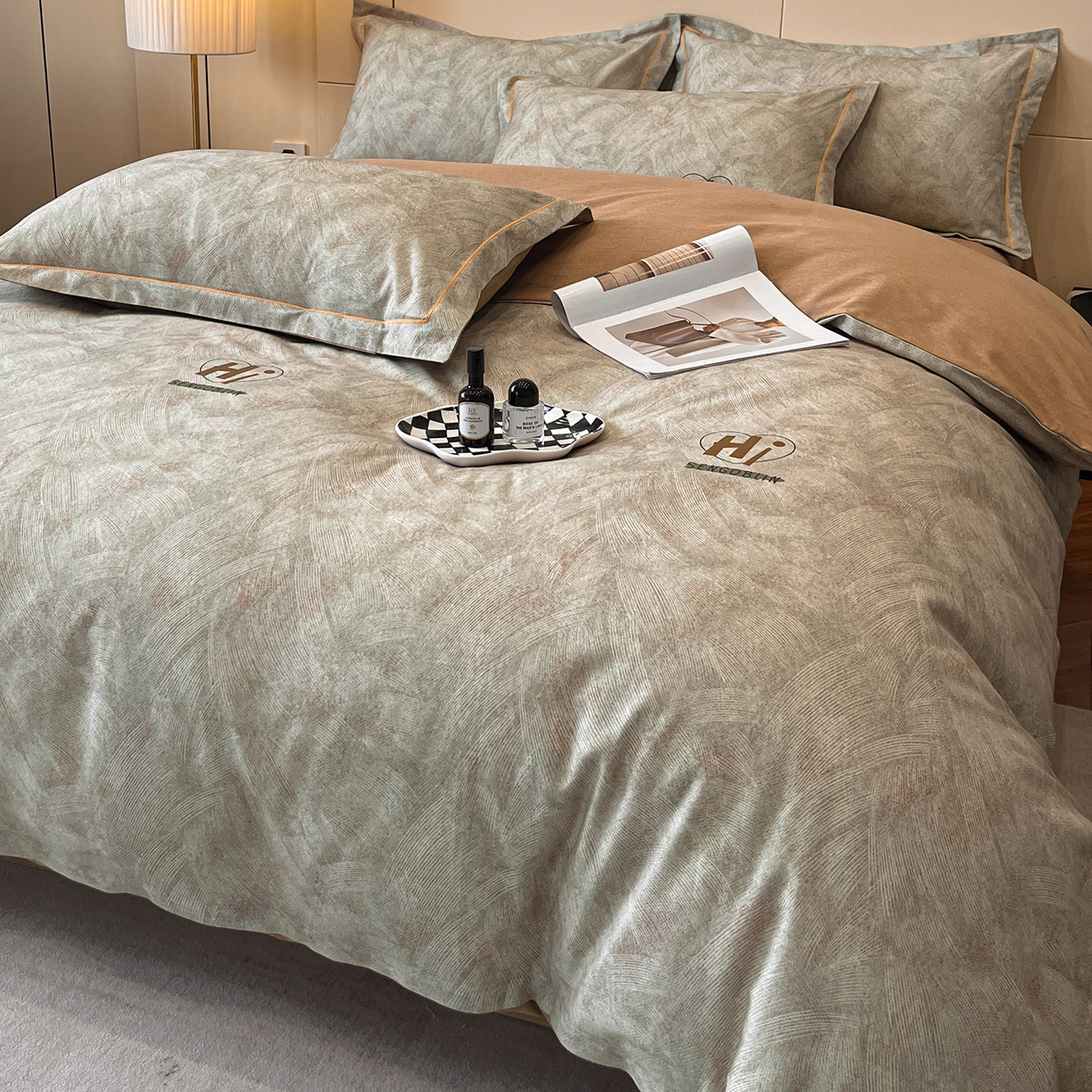 91家纺网 家纺一手货源 找家纺 简如 2025新款100%全棉纯棉磨毛四件套（有买家秀） 兹洛-桔