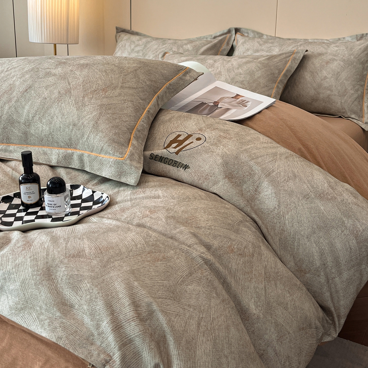 91家纺网 家纺一手货源 找家纺 简如 2025新款100%全棉纯棉磨毛四件套（有买家秀） 兹洛-桔