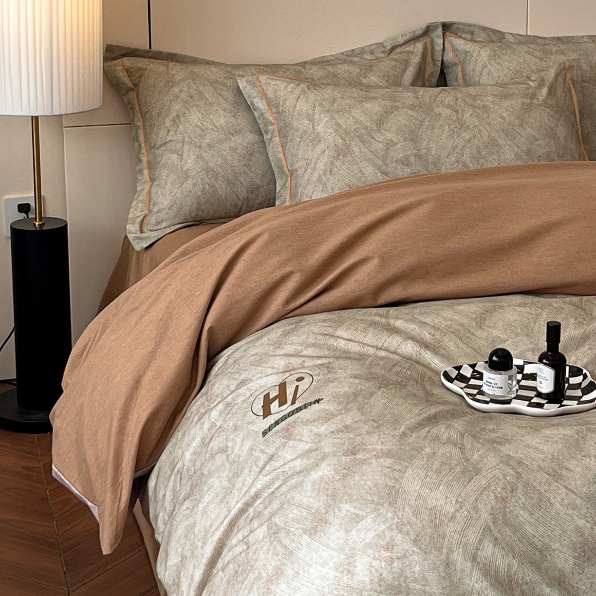 91家纺网 家纺一手货源 找家纺 简如 2025新款100%全棉纯棉磨毛四件套（有买家秀） 兹洛-桔