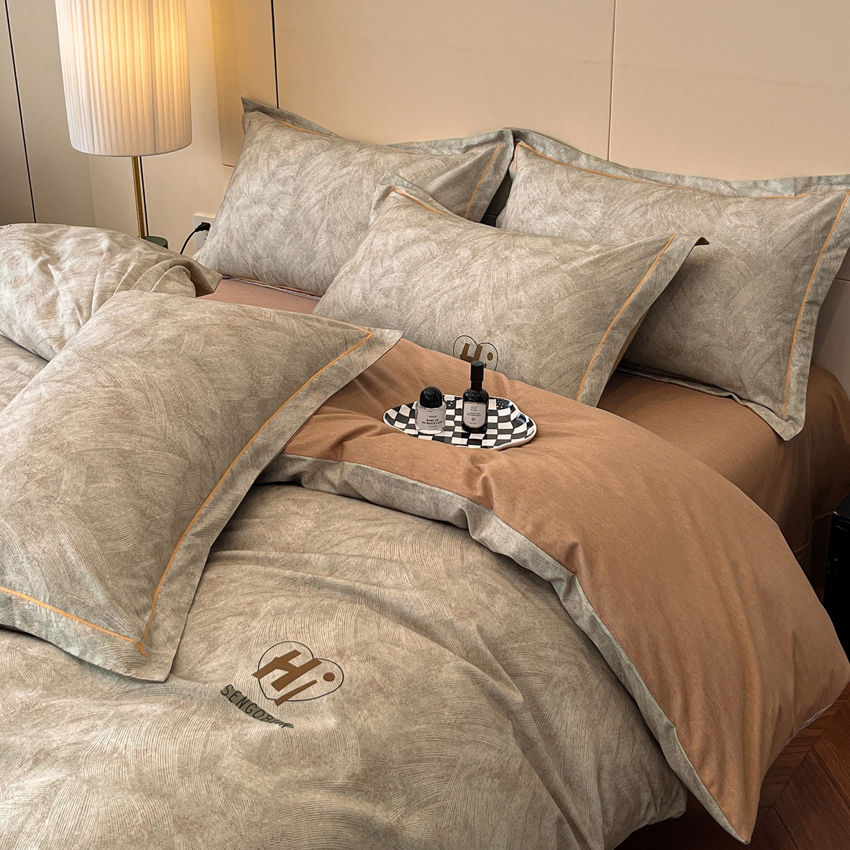 91家纺网 家纺一手货源 找家纺 简如 2025新款100%全棉纯棉磨毛四件套（有买家秀） 兹洛-桔