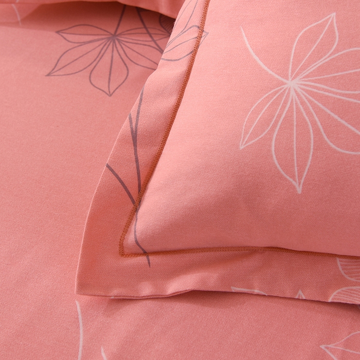 91家纺网 家纺一手货源 找家纺 简如   2025新款全棉磨毛印花四件套（有买家秀提供） 叶影-粉