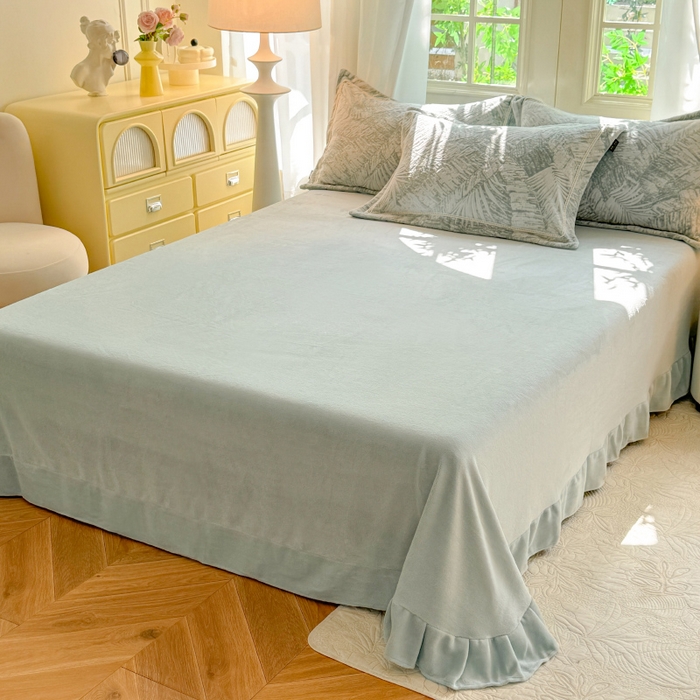 91家纺网 家纺一手货源 找家纺 简如 2025新款A类加厚冰岛立体雕花牛奶绒浮雕绒四件套（有买家秀） 绿森林