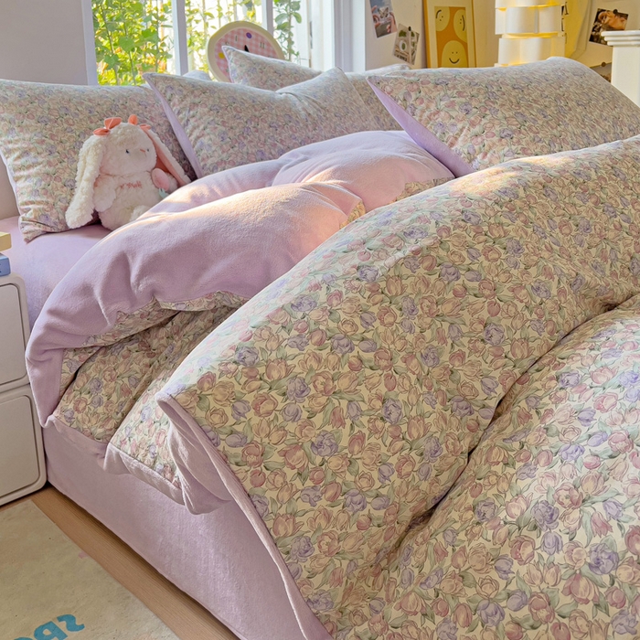 91家纺网 家纺一手货源 找家纺 （总）捌月 2025新款棉加绒A版13372全棉B版高克重牛奶绒四件套直播新品