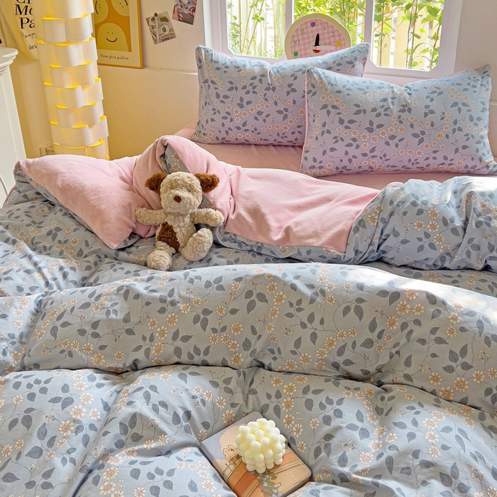 91家纺网 家纺一手货源 找家纺 捌月 2025新款棉加绒A版13372全棉B版高克重牛奶绒四件套直播新品 娴雅