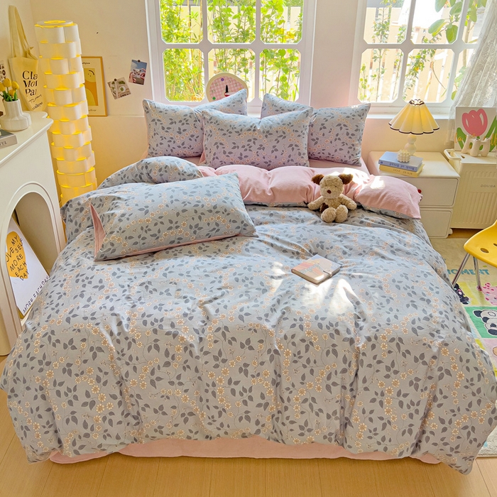 91家纺网 家纺一手货源 找家纺 捌月 2025新款棉加绒A版13372全棉B版高克重牛奶绒四件套直播新品 娴雅