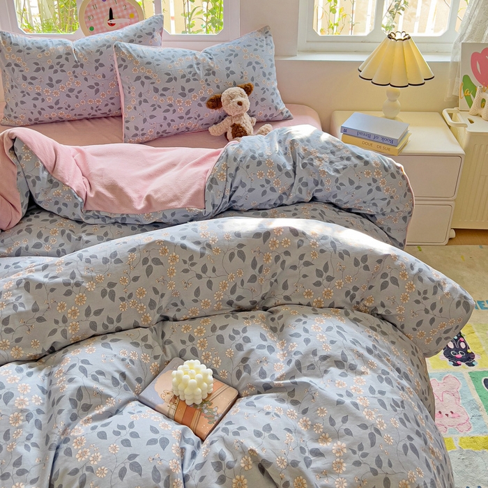 91家纺网 家纺一手货源 找家纺 捌月 2025新款棉加绒A版13372全棉B版高克重牛奶绒四件套直播新品 娴雅