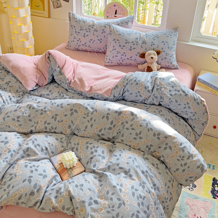 91家纺网 家纺一手货源 找家纺 捌月 2025新款棉加绒A版13372全棉B版高克重牛奶绒四件套直播新品 娴雅