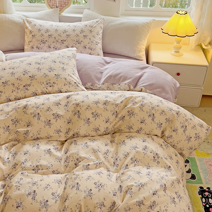 91家纺网 家纺一手货源 找家纺 捌月 2025新款棉加绒A版13372全棉B版高克重牛奶绒四件套直播新品 苏黎世