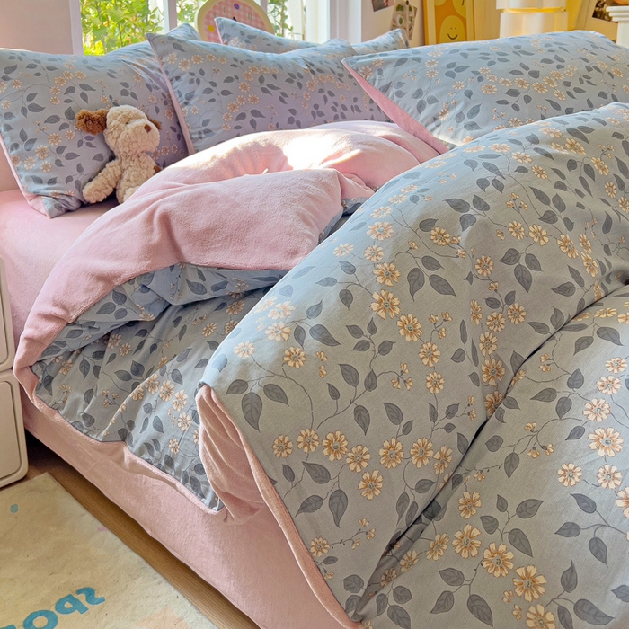 91家纺网 家纺一手货源 找家纺 （总）捌月 2025新款棉加绒A版13372全棉B版高克重牛奶绒四件套直播新品