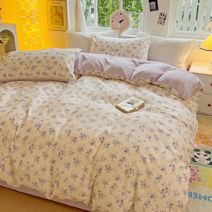 91家纺网 家纺一手货源 找家纺 捌月 2025新款棉加绒A版13372全棉B版高克重牛奶绒四件套直播新品 苏黎世