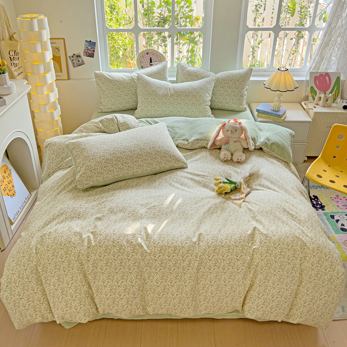 91家纺网 家纺一手货源 找家纺 捌月 2025新款棉加绒A版13372全棉B版高克重牛奶绒四件套直播新品 浅汐