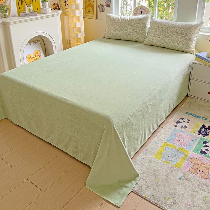 91家纺网 家纺一手货源 找家纺 捌月 2025新款棉加绒A版13372全棉B版高克重牛奶绒四件套直播新品 浅汐