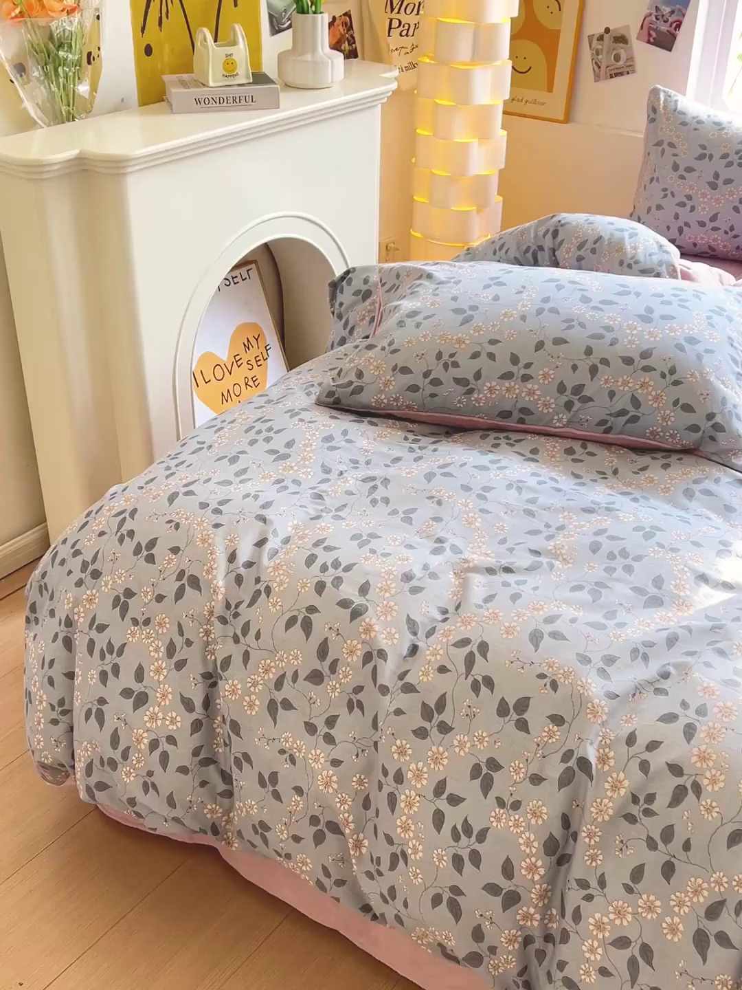 91家纺网 家纺一手货源 找家纺 捌月 2025新款棉加绒A版13372全棉B版高克重牛奶绒四件套直播新品 娴雅