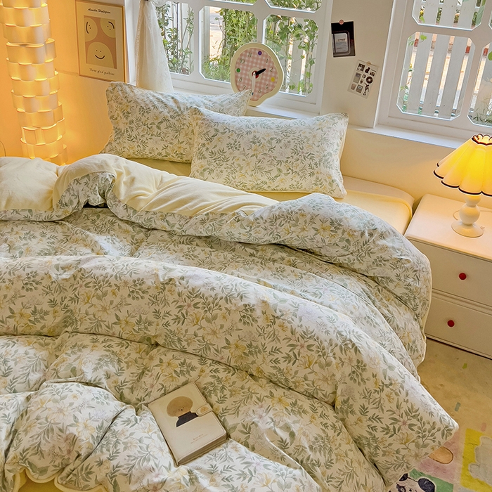 91家纺网 家纺一手货源 找家纺 捌月 2025新款棉加绒A版13372全棉B版高克重牛奶绒四件套直播新品 墨雨云间