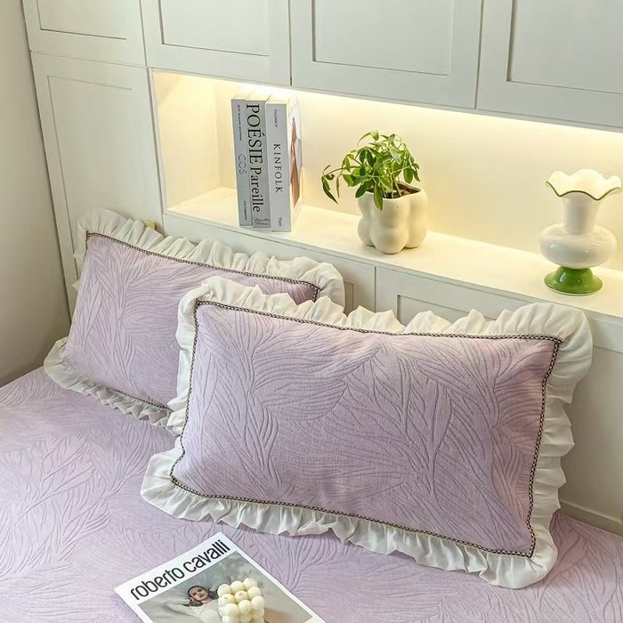 91家纺网 家纺一手货源 找家纺 （总）峻杨 2025新款纯棉被罩亲肤裸睡简约风韩系公主风床上用品亲肤透气可搭配同款颜色床盖枕套-漫纱同款