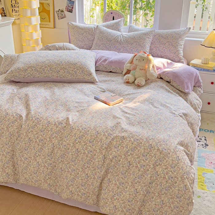 91家纺网 家纺一手货源 找家纺 捌月 2025新款棉加绒A版13372全棉B版高克重牛奶绒四件套直播新品 蔷薇