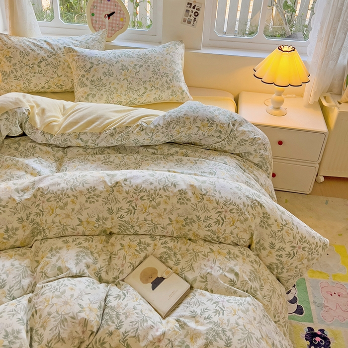 91家纺网 家纺一手货源 找家纺 捌月 2025新款棉加绒A版13372全棉B版高克重牛奶绒四件套直播新品 墨雨云间