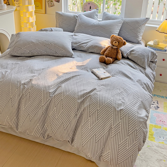 91家纺网 家纺一手货源 找家纺 捌月 2025新款棉加绒A版13372全棉B版高克重牛奶绒四件套直播新品 线韵