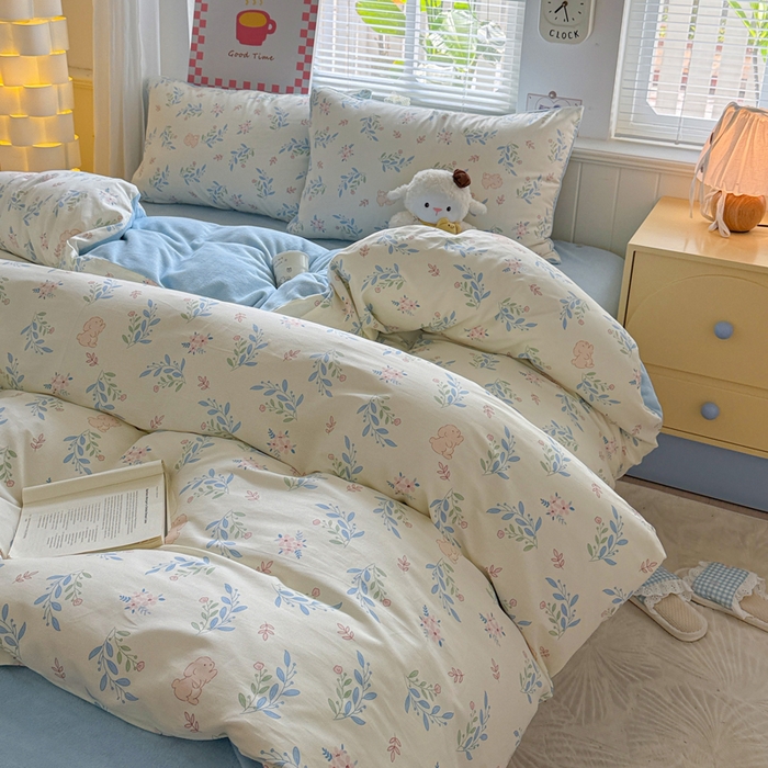 91家纺网 家纺一手货源 找家纺 捌月 2025新款棉加绒A版13372全棉B版高克重牛奶绒四件套直播新品 寻觅