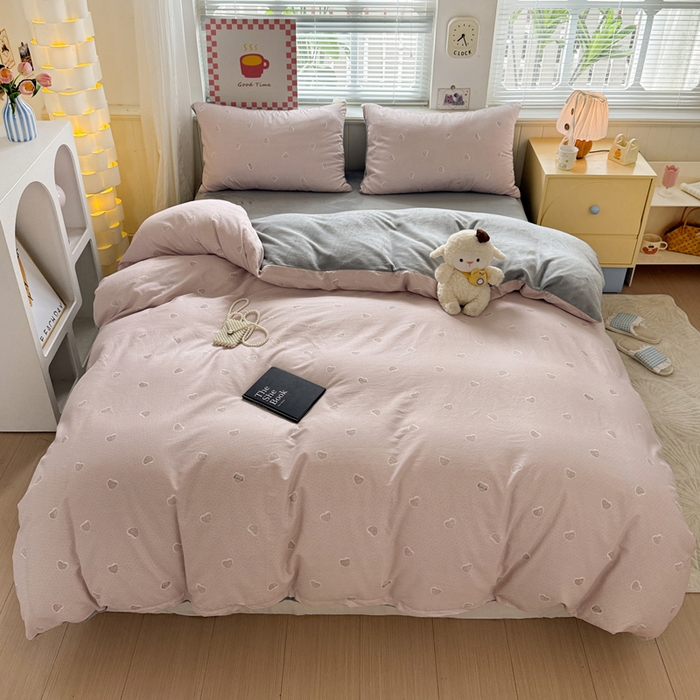 91家纺网 家纺一手货源 找家纺 捌月 2025新款棉加绒A版13372全棉B版高克重牛奶绒四件套直播新品 心语