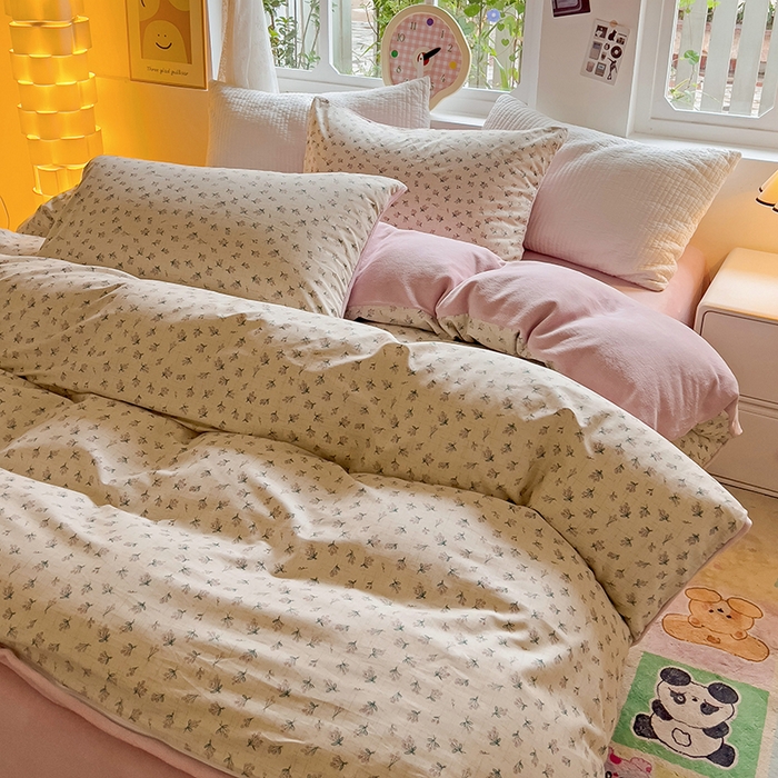 91家纺网 家纺一手货源 找家纺 捌月 2025新款棉加绒A版13372全棉B版高克重牛奶绒四件套直播新品 花西子