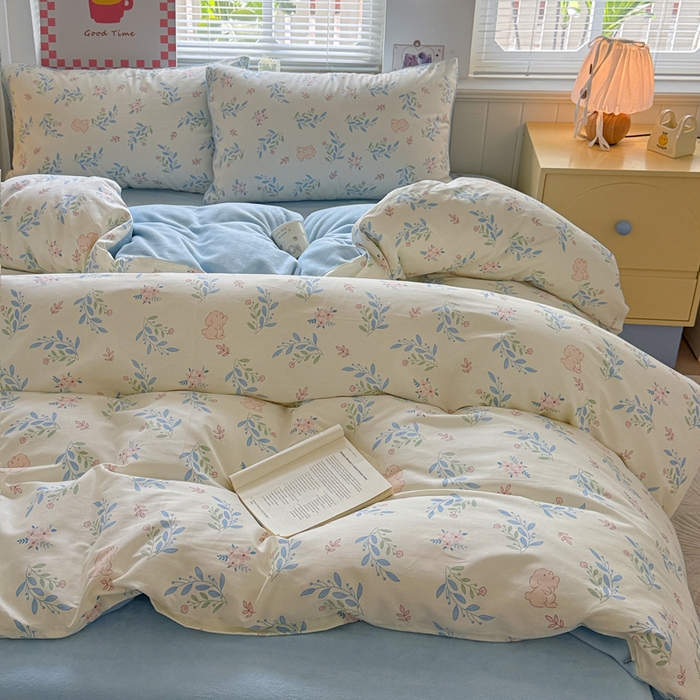 91家纺网 家纺一手货源 找家纺 捌月 2025新款棉加绒A版13372全棉B版高克重牛奶绒四件套直播新品 寻觅