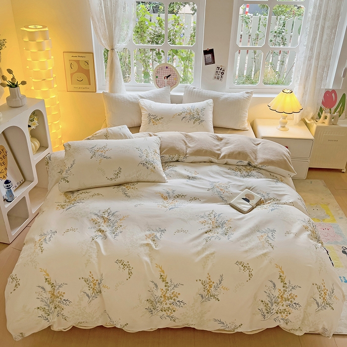 91家纺网 家纺一手货源 找家纺 捌月 2025新款棉加绒A版13372全棉B版高克重牛奶绒四件套直播新品 梦华录