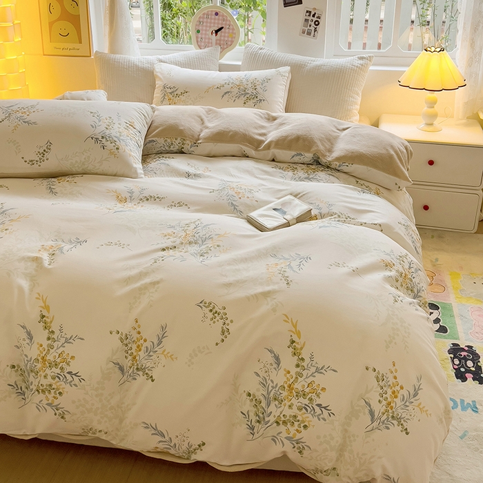 91家纺网 家纺一手货源 找家纺 捌月 2025新款棉加绒A版13372全棉B版高克重牛奶绒四件套直播新品 梦华录