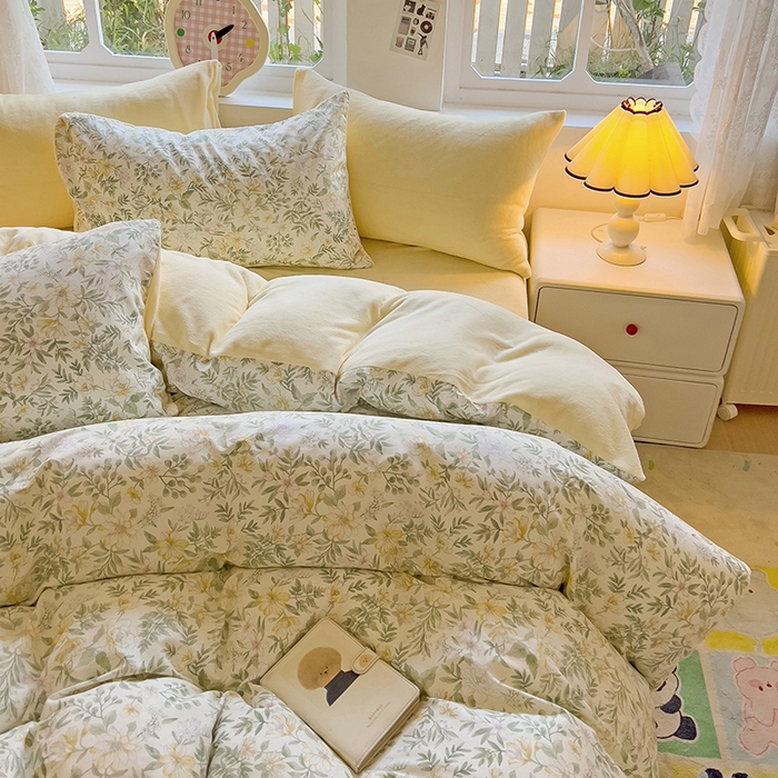 91家纺网 家纺一手货源 找家纺 捌月 2025新款棉加绒A版13372全棉B版高克重牛奶绒四件套直播新品 墨雨云间