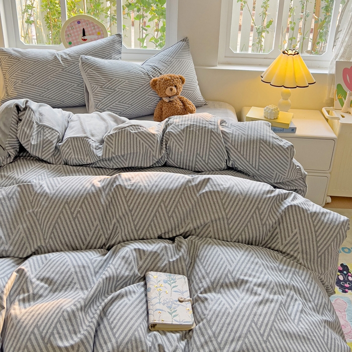 91家纺网 家纺一手货源 找家纺 捌月 2025新款棉加绒A版13372全棉B版高克重牛奶绒四件套直播新品 线韵