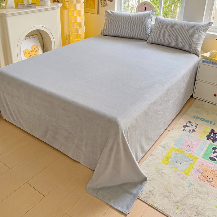 91家纺网 家纺一手货源 找家纺 捌月 2025新款棉加绒A版13372全棉B版高克重牛奶绒四件套直播新品 线韵