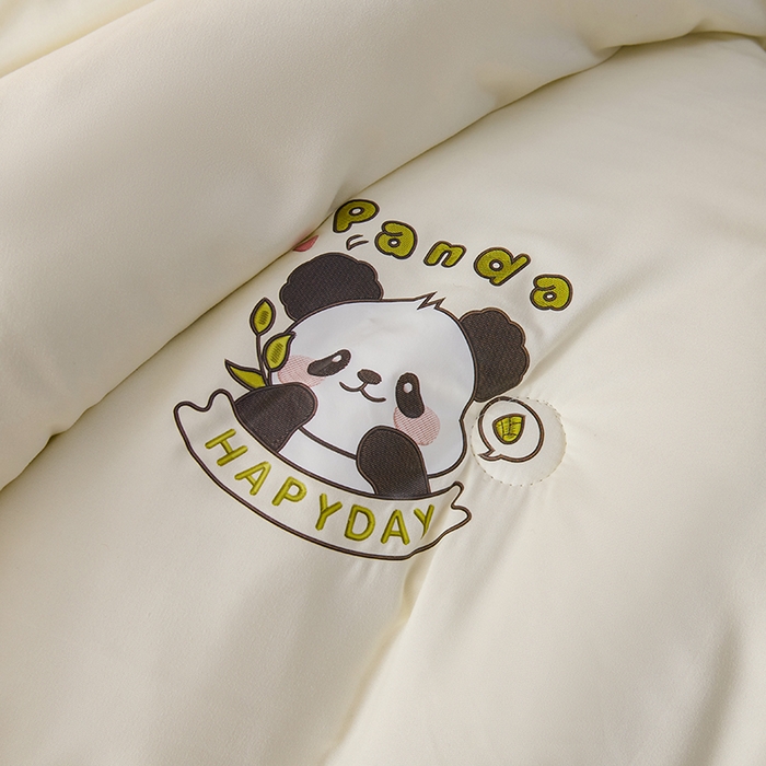 91家纺网 家纺一手货源 找家纺 被多多被业 2025新款A类亲肤水洗棉羽丝棉被-熊猫系列 熊猫-奶昔白