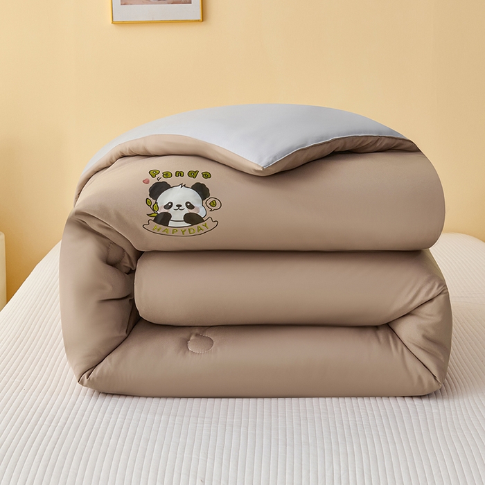 被多多被业 2025新款A类亲肤水洗棉羽丝棉被-熊猫系列 熊猫-卡其拼绅士灰
