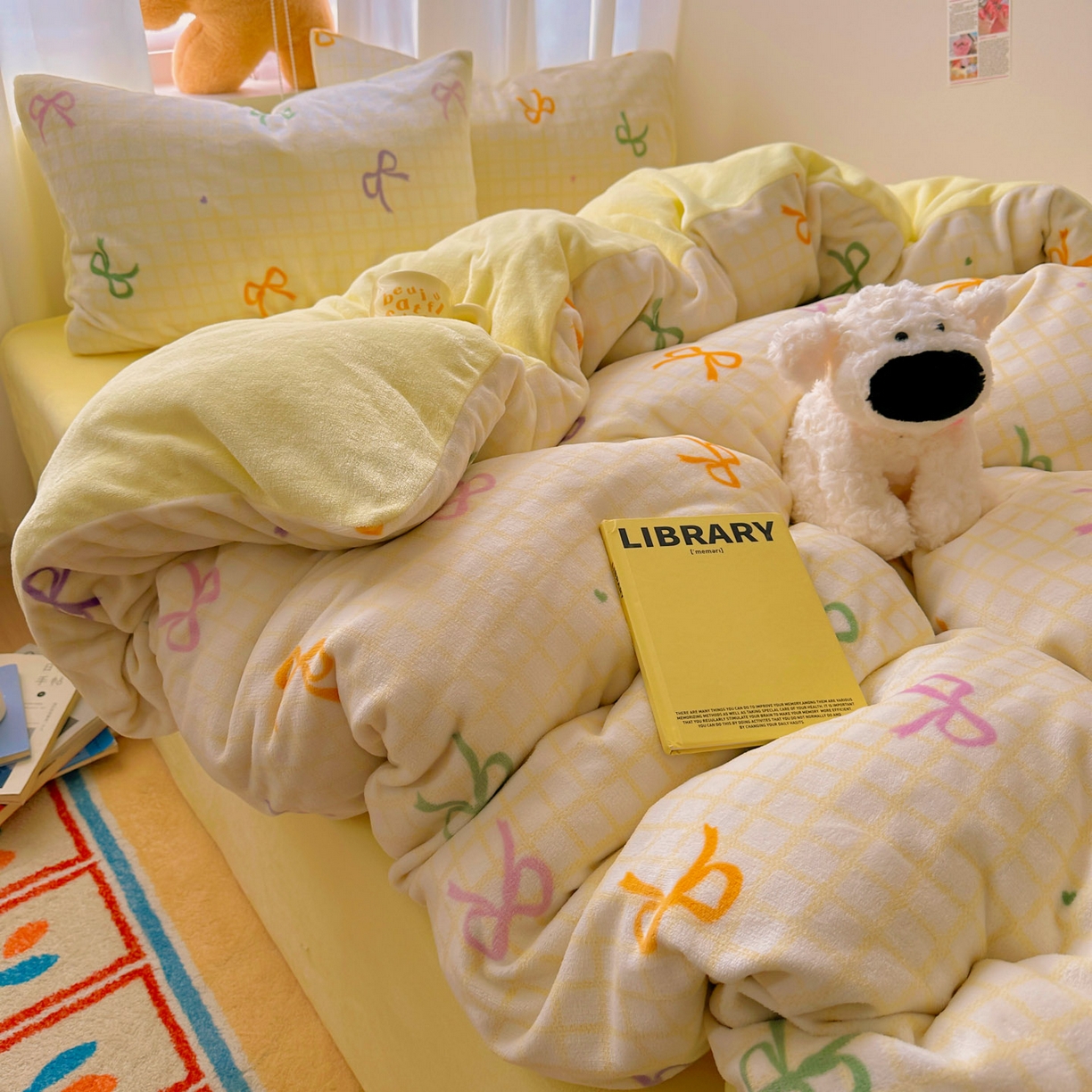 91家纺网 家纺一手货源 找家纺 （总）小叮当家纺仓储工厂店 买家秀 爆款花型2025新款200克牛奶绒小清新卡通复古风单被套 被套单件